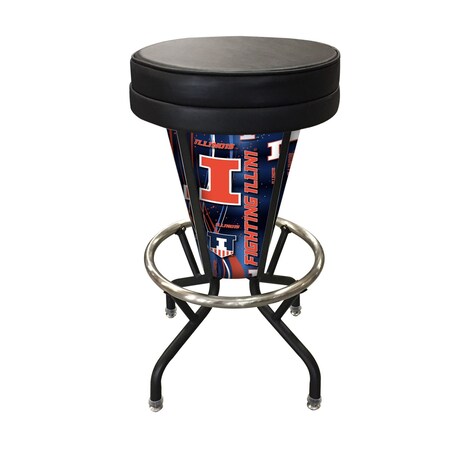 Holland Bar Stool Co Lighted Illinois 30" Swivel Bar Stool L500030IlliniUBlkVinyl